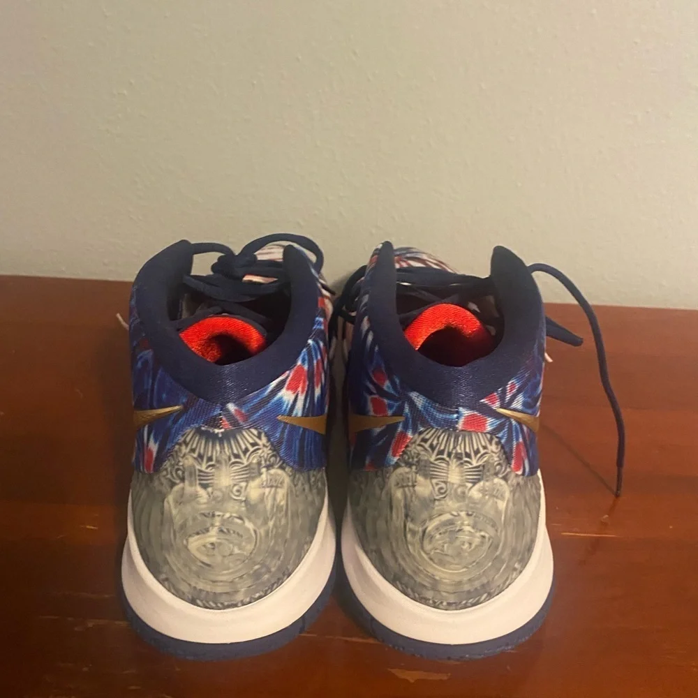 Nike Red, Blue, and Gold Athletic Shoes Nike Kyrie2